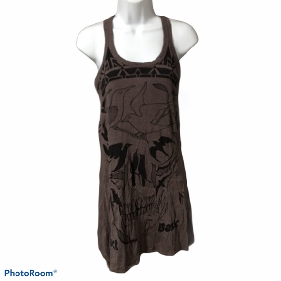 Long Brown Cotton Tank Top